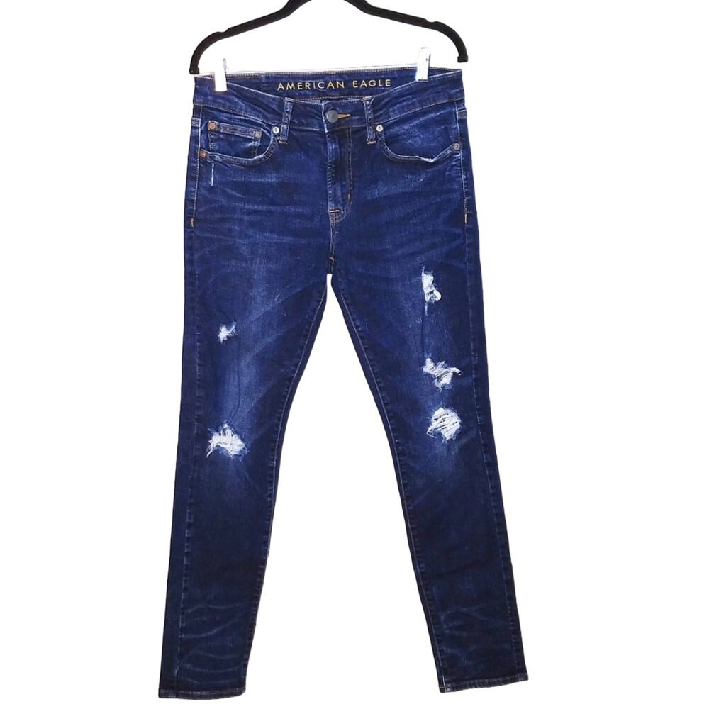 American Eagle Distressed Next Level Flex Skinny Dark Wash Men's size 31x32